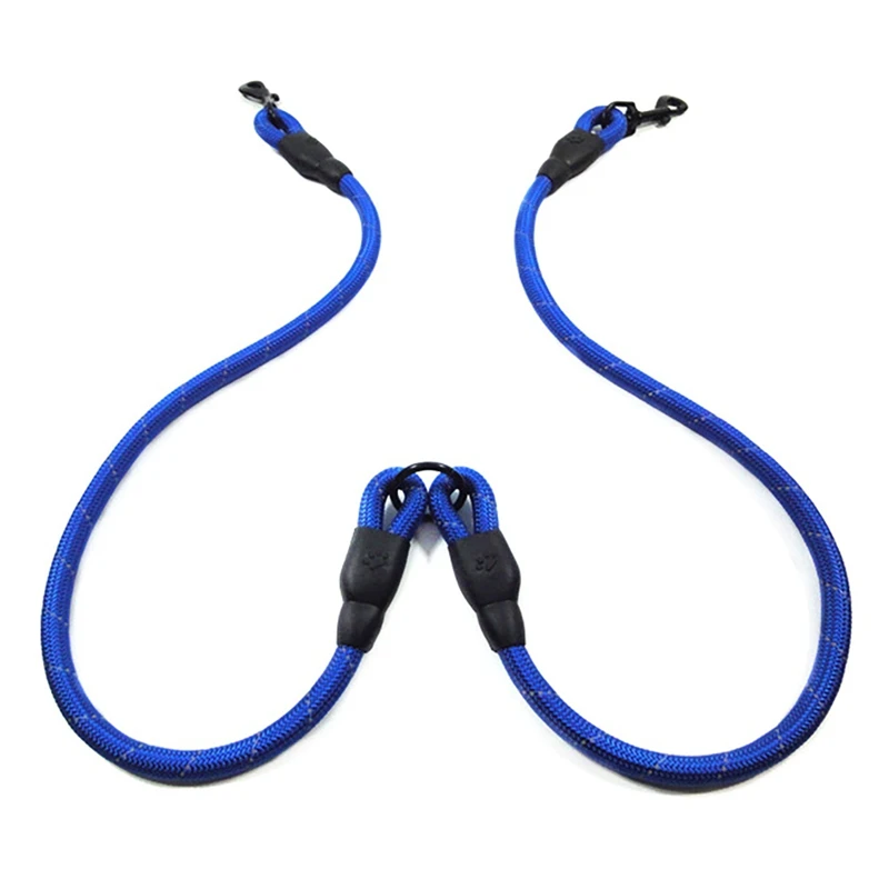Pet Dogs Collar Accessories Reflective Nylon Leash Soft Handle No Tangle for Two Dogs
