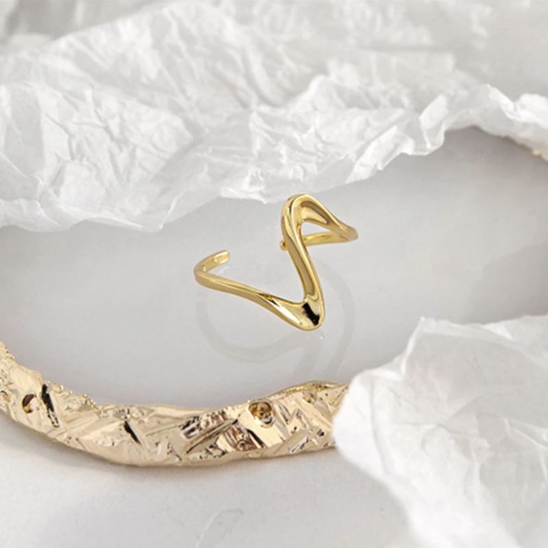 Peri'sBox кольцо из стерлингового серебра 925 пробы в форме волны золотые скрученные кольца для женщин глянцевые минималистичные кольца регулируемые Instajewelry