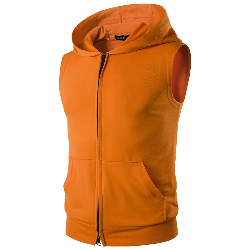 High Street Large Pocket Zipper Ouma Hooded Vest Waistcoat Hooded Vest Multi-color