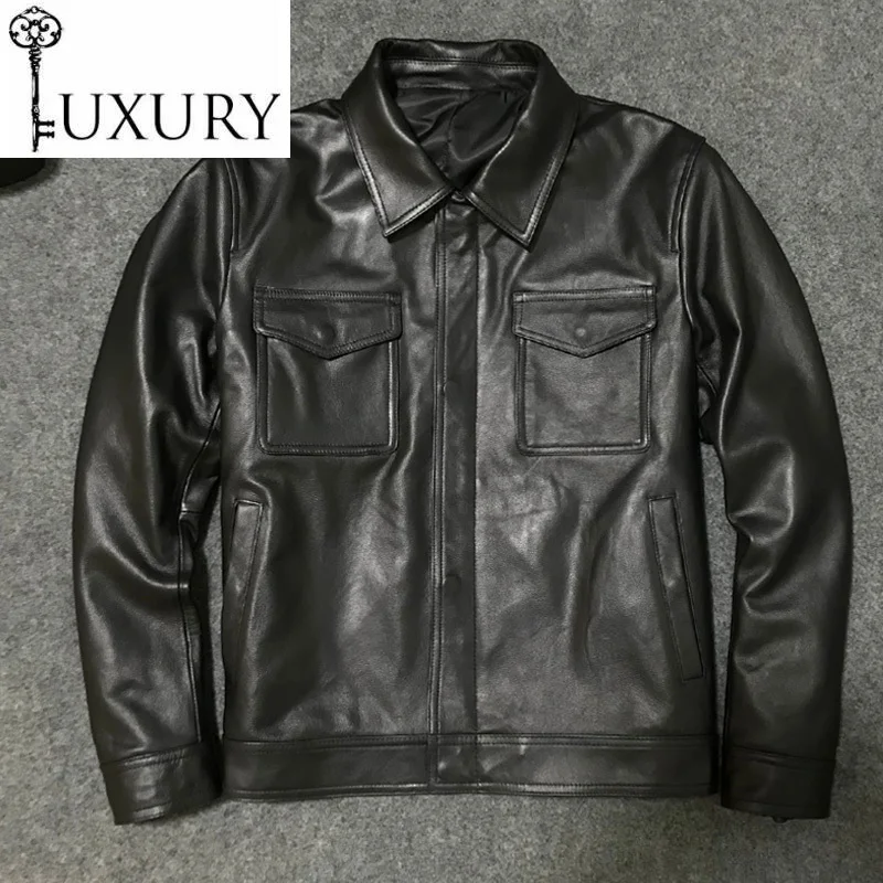 2020 Новая модная куртка из натуральной кожи мужская зимняя размера плюс Мужская