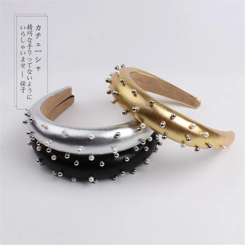 Haimeikang Fashion Satin Bezel Headband Solid Color Hair Accessories Women Autumn Winter Head Hoop Wide-brimmed Headdress