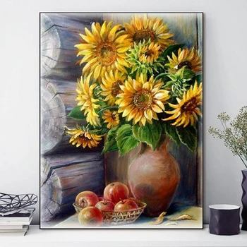 

DIY diamond Cross Stitch Sunflowers Painting Embroidery with diamond Kits Needlework diamond mosaic art Home Decoration