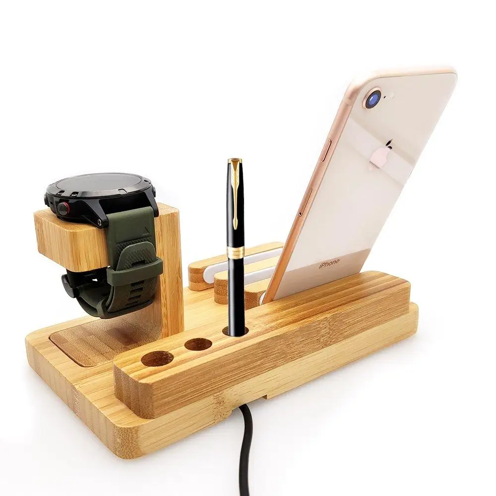 Beste Fenix 6 Bamboe Hout Fenix Charger Charing Dock Houder Voor Garmin Fenix 5 5X 5 S Bureau station Organizer Met Charing Kabel