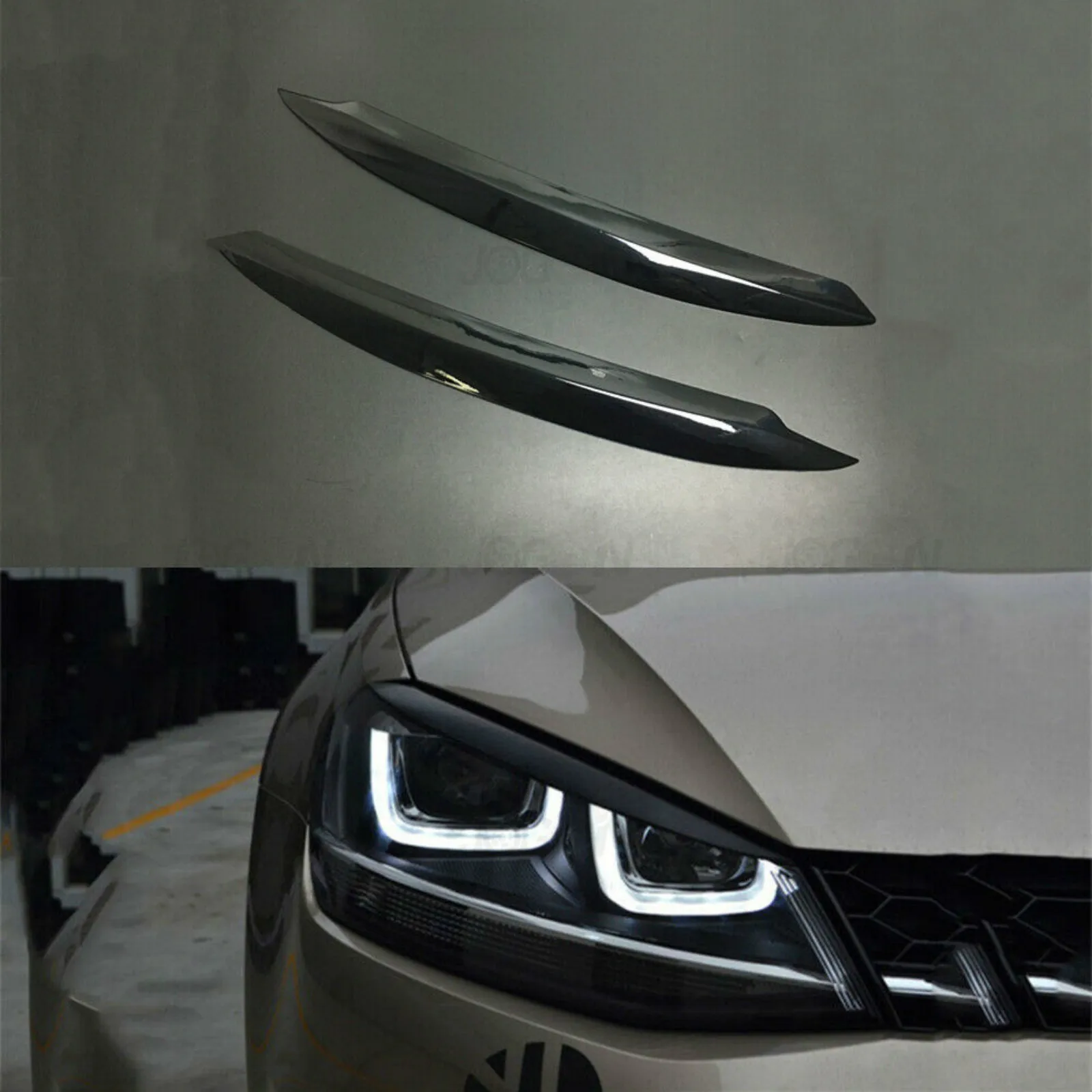 

2Pcs Black Headlight Eyebrow Eyelids Cover Trim Decoration Fit For VW Golf 7 VII GTI GTD GTE R MK7 2012 2013 2014 2015