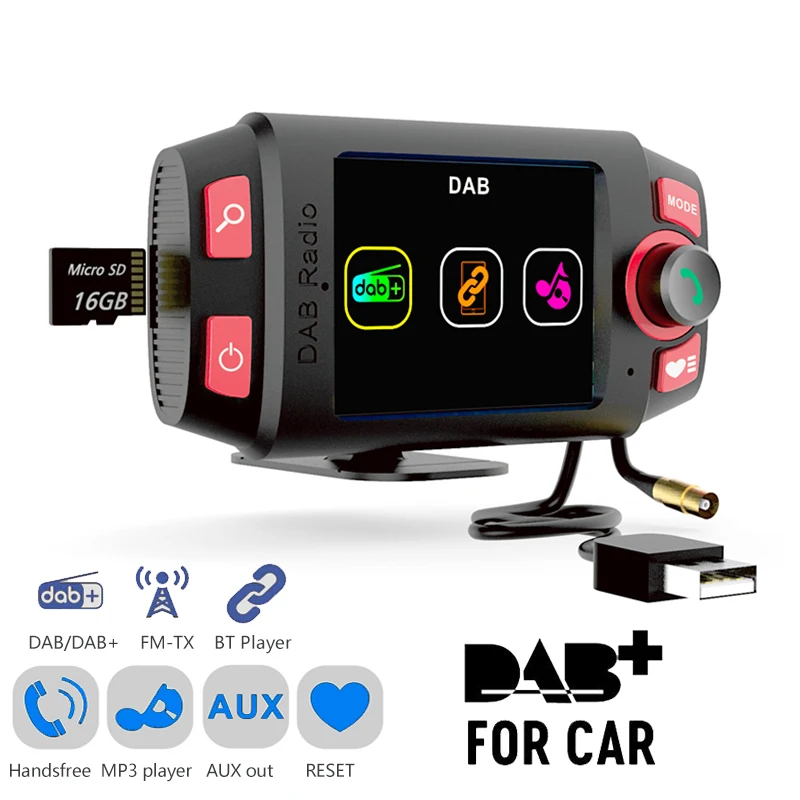 Мини FM-передатчик DAB/DAB + радиоприемник Bluetooth MP3-плеер цветной ЖК-экран музыкальный