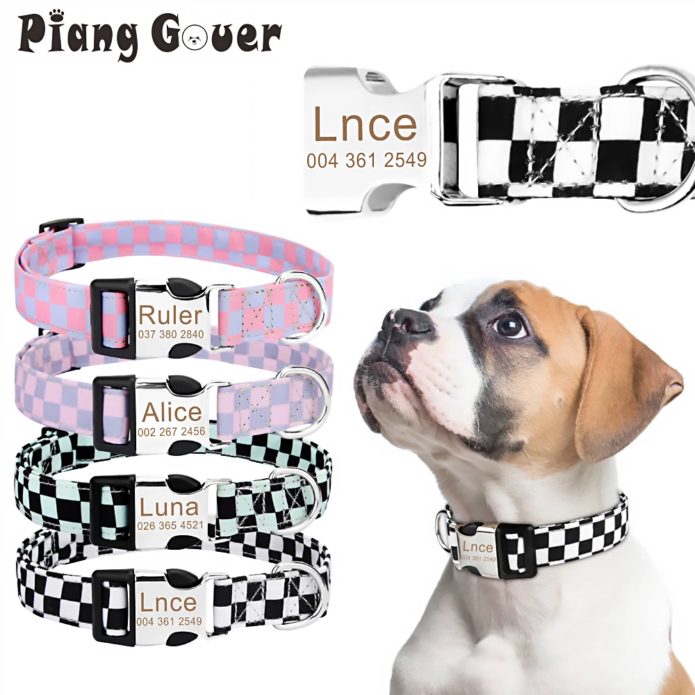 Plaid Gepersonaliseerde Graveren Huisdier Kraag Aanpassen Naam Halsband Custom Id Kat Gegraveerd Voor Grote Medium Kleine Honden|Kragen| AliExpress