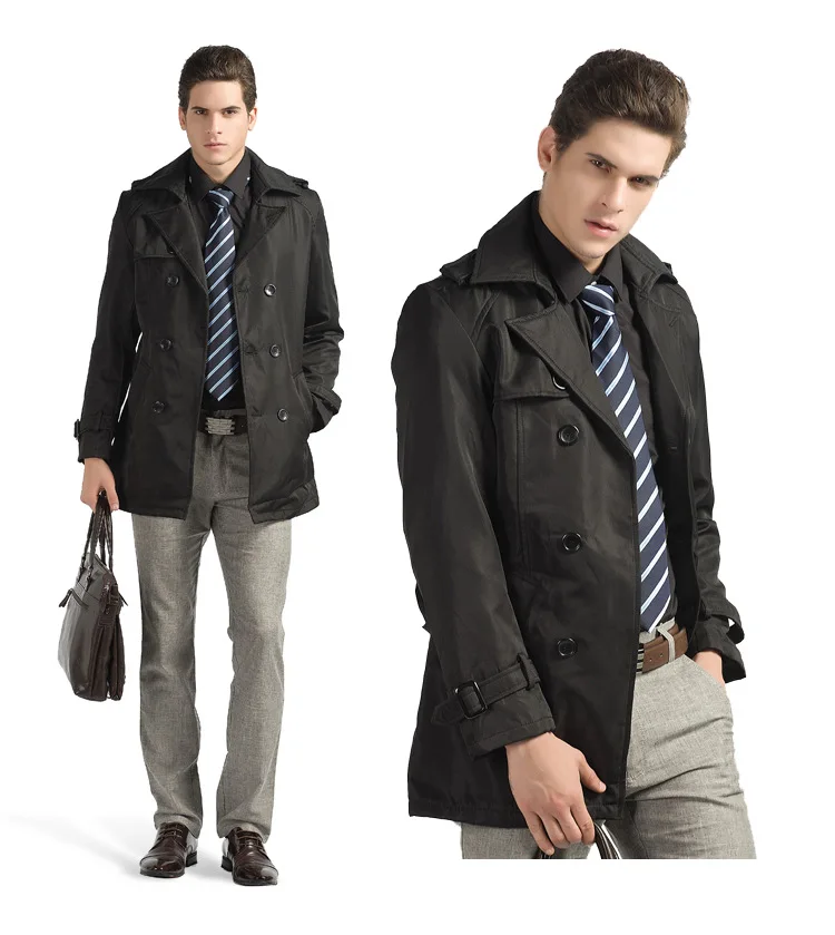 Customize Top Quality British Slim double breasted mens long trench coat Europe trenchcoat jacket male coat trench free shipping