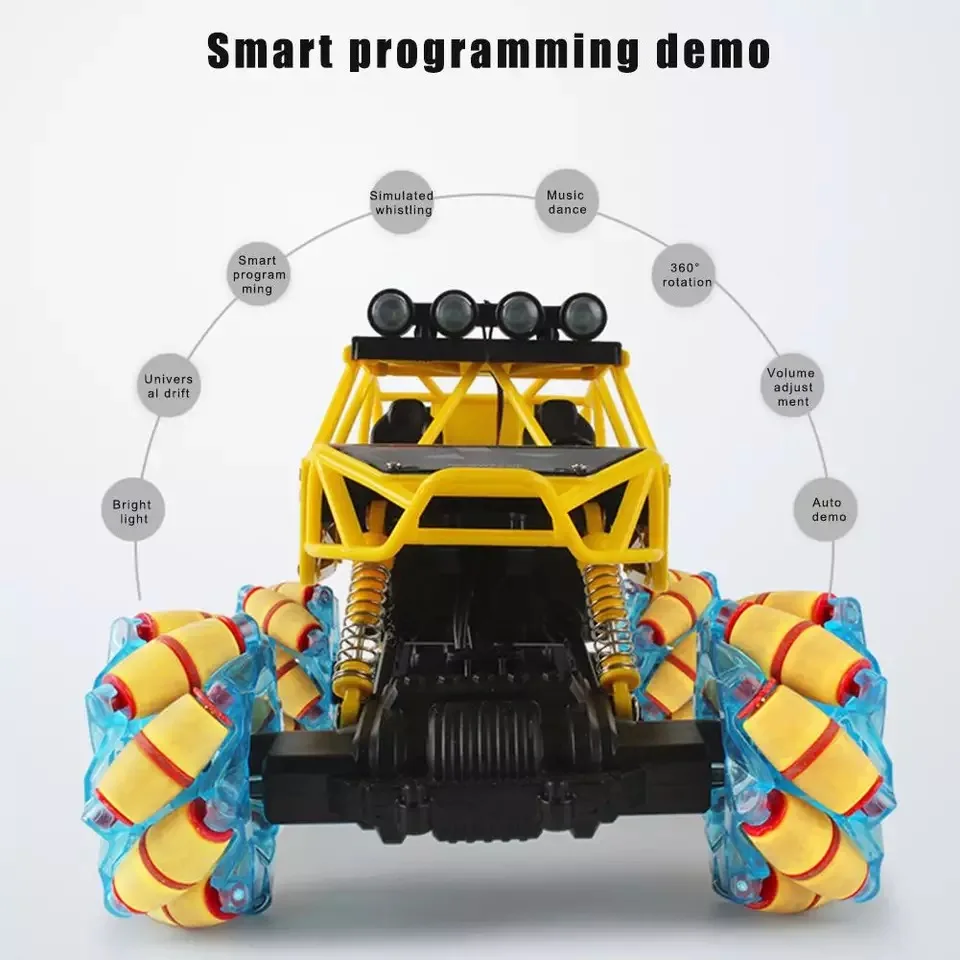 RC автомобиль 4WD всенаправленный Дрифт трюк король Багги скалолазание автомобиль с светильник музыка танец 360 градусов вращающийся пульт дистанционного управления автомобиль игрушки