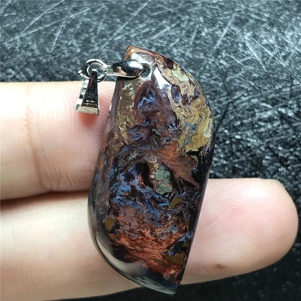 Натуральный Синий Красный кулон Pietersite для женщин и мужчин, кулон в виде лошадиного глаза, драгоценный камень, 32x15x7 мм, бусины, серебряная подвеска, ювелирные изделия AAAA