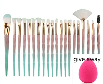 

Package mail ultra-low price 20 eye brush diamond makeup brush set unicorn gradient color eye shadow brush beauty tool