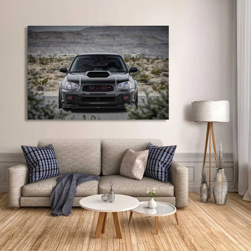 Современные художественные декоративные картины Subaru Impreza WRX STI передняя черная Автомобильная настенная Картина на холсте плакаты и принты Декор для гостиной