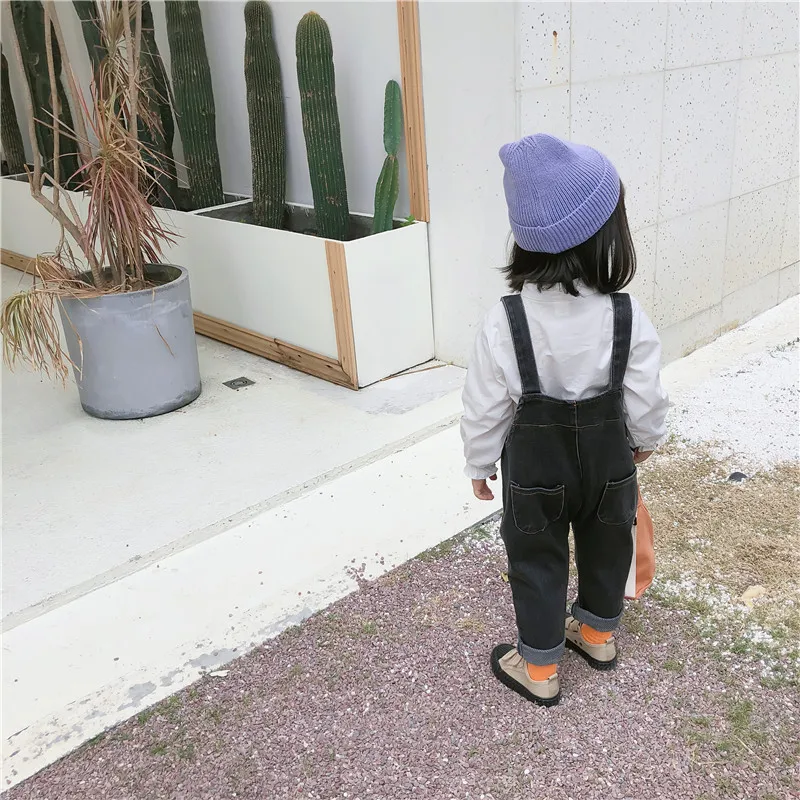 Autumn New Arrival Korean style cotton pure color casual all-match suspender long pants for fashion baby girls and boys