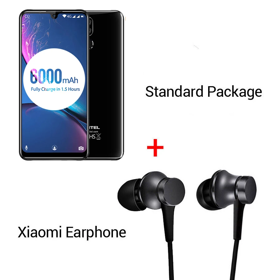 Black N Earphone OUKITEL K9 водослива 7,1" FHD+ 1080*2244 16MP+ 2MP/8MP мобильный телефон 4GB 64GB Face ID смартфон 6000mAh 5 V/6A Быстрая зарядка OTG - Цвет: Black N Earphone
