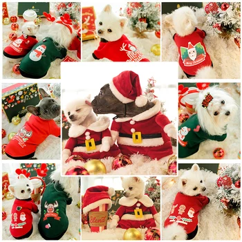 

Dog Christmas Costume Warm Pet Coat Dog Outfit Clothes For Large Small Dogs Cats Winter Pet Jumper with Hat For Puppy Kitty