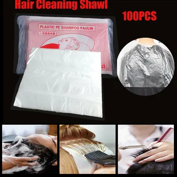 Billige 100Pcs/pack Transparent Haar Salon Einweg Wasserdichte Haar Waschen Pad Klar Shampoo Taschen Capes Reinigung Haar Schal