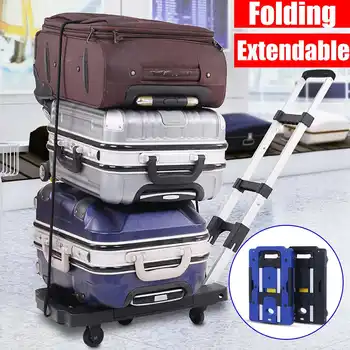 

Portable Metal Folding Luggage Trolley Cart for Car Travel Accessory Luggage Shipping Trailer Adjustable Handle Chassis 100KG