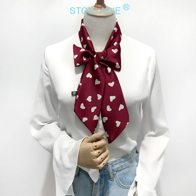 Spring Autumn Japanese Scarf Double-sided printing Imitation Silk Neckerchief For Women Travel Hat Decoration Long Belt Scarfs |