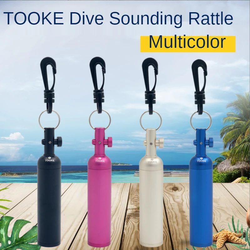 Scuba Diving Cylinder Model Aluminum Alloy Rattle Underwater Shaker Ring Bell with Hook