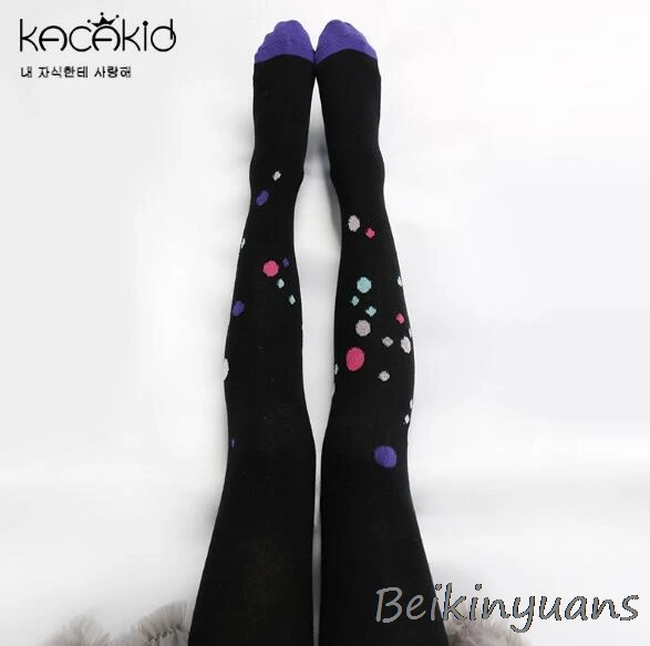 Colored dots Весенне-осенние детские колготки для танцев с рисунком Больших Глаз, милые красивые детские хлопковые колготки, носки принцессы - Цвет: Colored dots