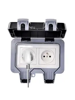 

External Outdoor IP66 2 Slot Wall Socket Dustproof Surface-Mounted Protective R9JC