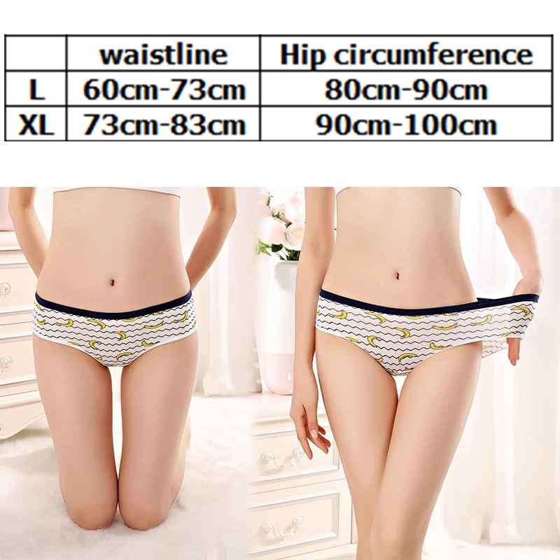 6pcs Underwear Women Cotton Underwear Girls Panties Plus Size Briefs Sexy Panties Cute Cartoon Fruit Series Girl Lingeries Short