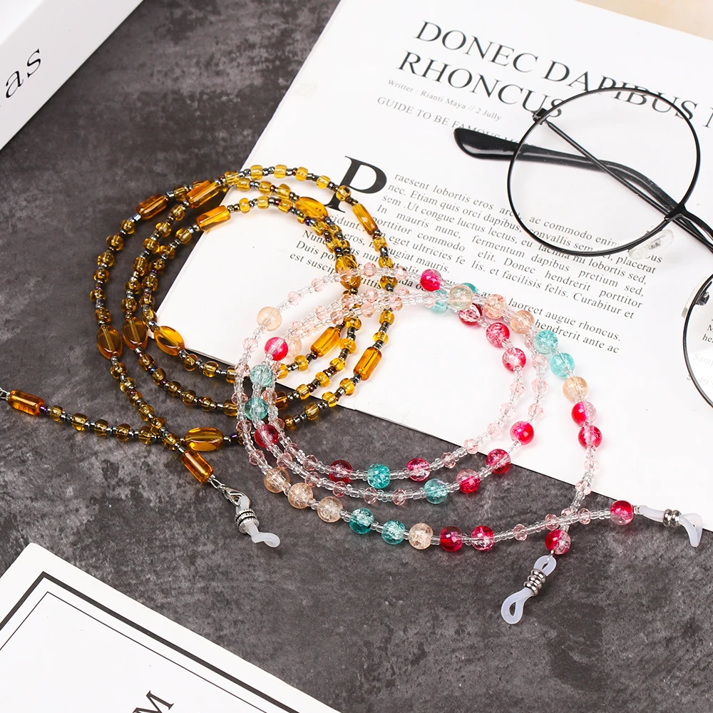 1Pc Retro Eyewears Cord Holder neck strap Rope Fashion Chic Womens Eyeglass Chains Sunglasses Reading Beaded Resin Glasses Chain