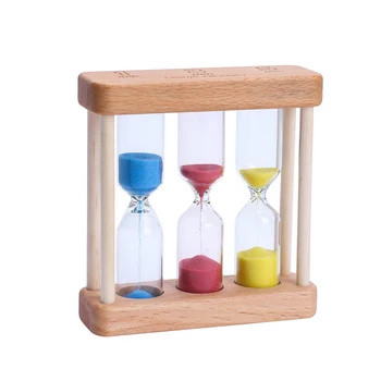 

1/3/5 Minutes Wooden Frame Hourglass Sandglass 3-in-1 Sand Clock Timer for Kids Home Table Tea Decoration Toy Xmas Birthday Gift