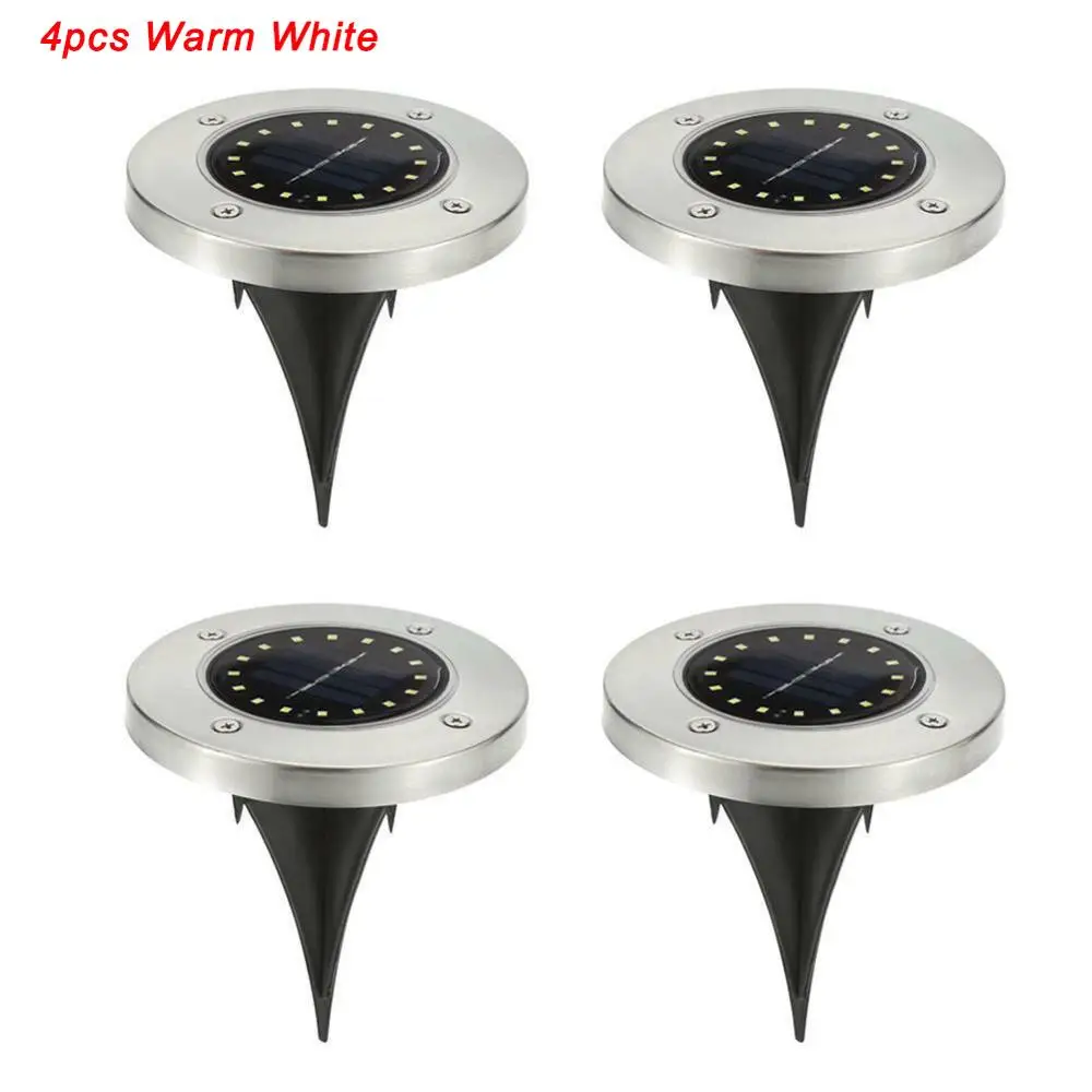 4 Warm White 20 светодиодный светильник на солнечной батарее под землёй, наружный настил для дорожек, белый теплый белый Садовый светильник, лампа для газона, 1-4 шт - Испускаемый цвет: 4 Warm White