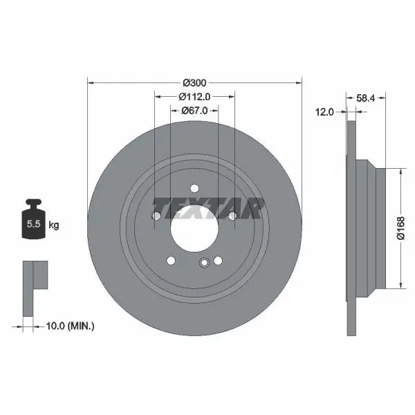 Диск тормозной задний MB W221 3.5-5.5/3.2CDi 05 /R230 all 06 TEX