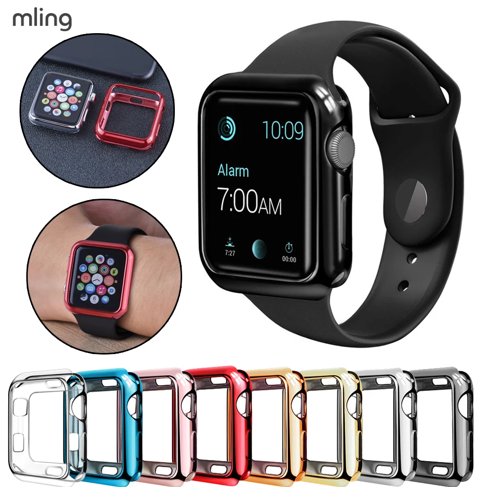 

Soft TPU Protective Case For Apple Watch Series 1 2 3 38MM 42MM Matte Electroplating Cover for iWatch 5 4 40MM 44MM Bumper