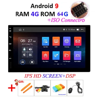 ISO 4G 64G IPS DSP DSP ips 4G 64G Android 9,0 2 Din Универсальное автомобильное радио ПК мультимедийный плеер видео gps головное устройство в тире для NISSAN/VW/TOYOTA OBD2 - Цвет: ISO 4G 64G IPS DSP