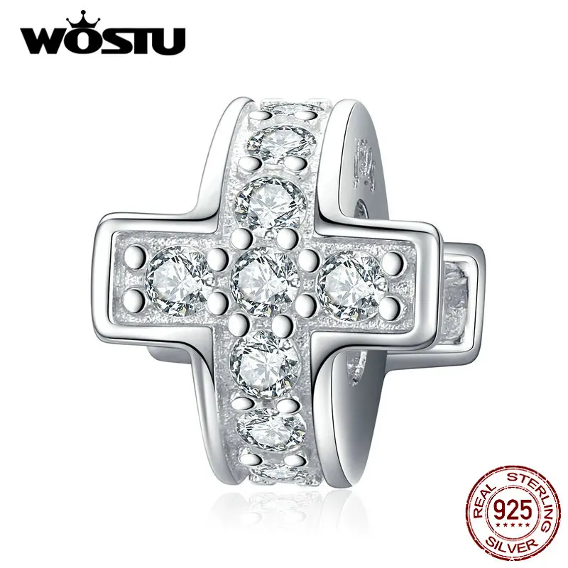 

WOSTU Classic Authentic 925 Sterling Silver Cross Beads Charm Fit Original Pendant Bracelet & Bangle DIY Jewelry Making CQC1292