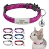 Personalized 1cm Width Cat Collar with Bell Safe Breakaway Cats Collars Quick Release Cute Necklace Free Engrave For Cats Kitten 4