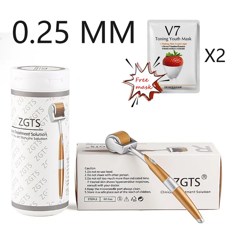 0.25MM roller 2 mask Мезороллер для лица дермороллер для кожи лица ZGTS DRS 540 Дерма ролик 0,2 0,25 0,3 мм микронеэдлер титановый уход за кожей лица Mezoroller микродермабразия портативный - Цвет: 0.25MM roller 2 mask