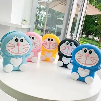 

New Hot Summer Silica Gel Large Capacity Shoulder Bags Cartoon Cat Women's Bag Fashion Female Storage Messenger Crossbody Bags