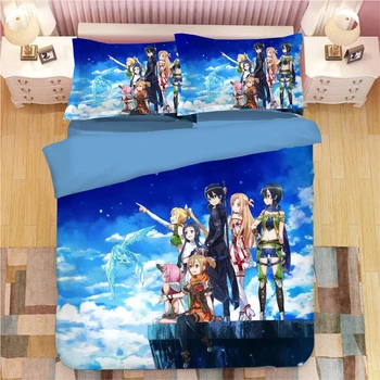 

Sword Art Online Bedding Set Duvet Covers Pillowcases Anime Sword Art Online Kirito Kirigaya Comforter Bedding Sets Bed Linen 08