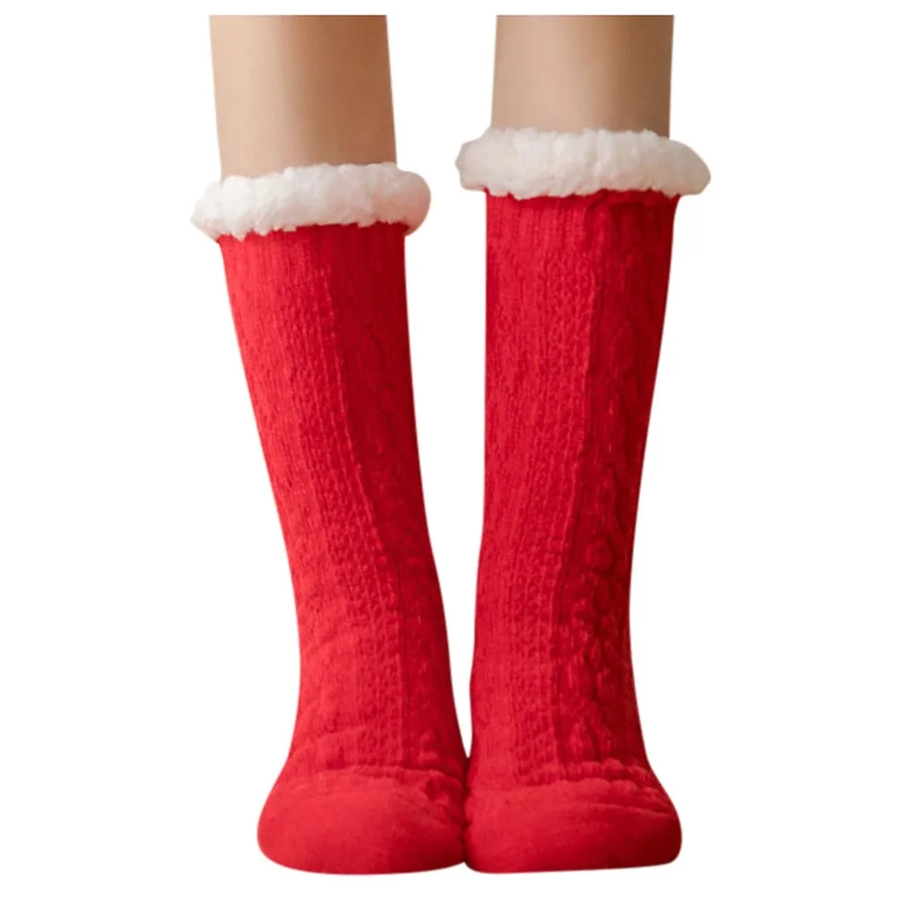 Модные женские зимние хлопковые носки, теплые плотные нескользящие носки-тапочки, ковровые носки, Skarpetki Calcetines Mujer