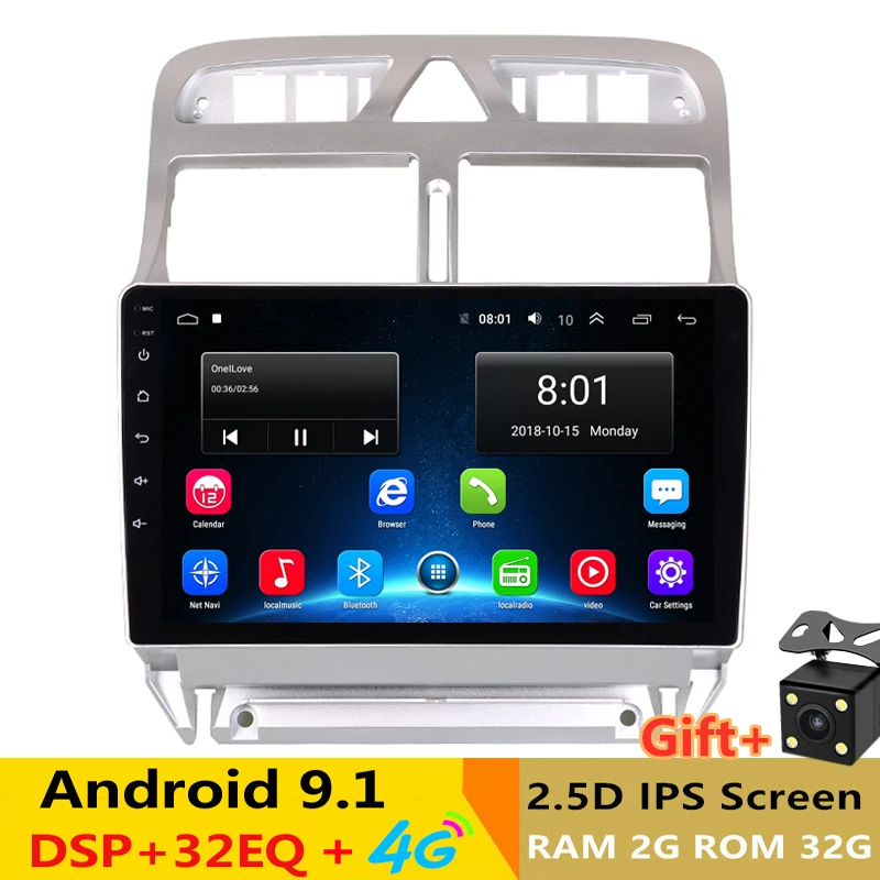 Автомобильный DVD плеер с GPS навигацией Android 9 1 для peugeot 307 2004 2013 bluetooth встроенный Wi Fi 2