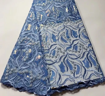 

New Sequins Lace Fabric 2019 High Quality Latest African Lace Fabric Wedding French Tulle Lace Fabric Nigerican Wedding FSH058