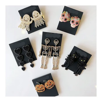 

Dvacaman 2019 Newest Bauble Bar Jack Bones Crystal Drop Earrings Women Santa Claus Beads Earrings Halloween Jewelry Christmas