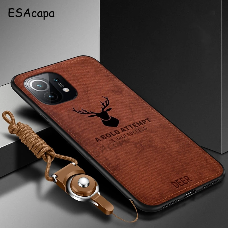 xiaomi leather case design For Xiaomi Mi 11 Case Elk Cloth Pattern Fabric Phone Case For Redmi 10T Pro Note 9S 9 8T 8 Pro K30 K20 Soft Frame Back Cover xiaomi leather case case