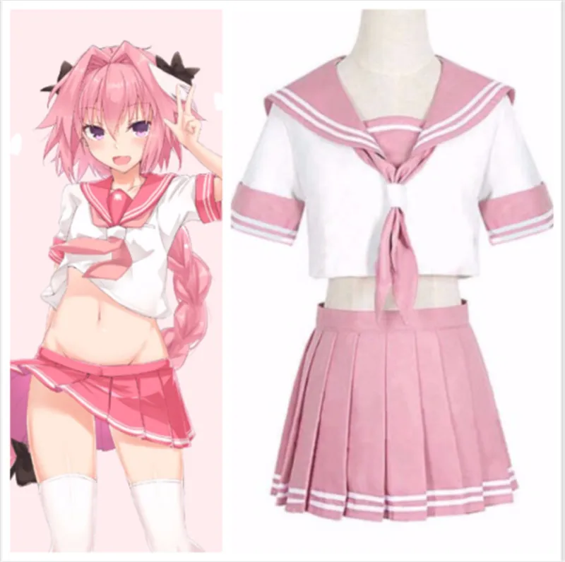 

FGO Fate Grand Order Apocrypha Rider Astolfo Asutorufo JK School Uniform Sailor Suit Tops Skirt Outfit Anime Cosplay Costume New