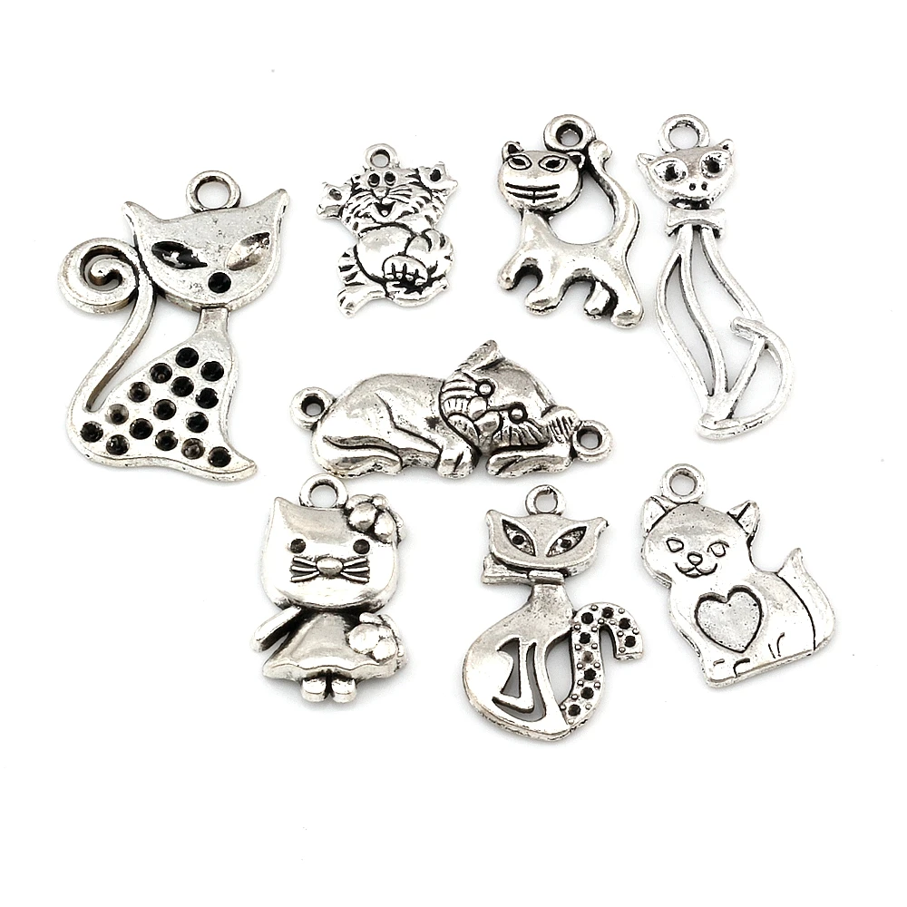 

16Pcs Alloy Cat Charms Pendants For Jewelry Making Bracelet Necklace DIY Accessories A-680
