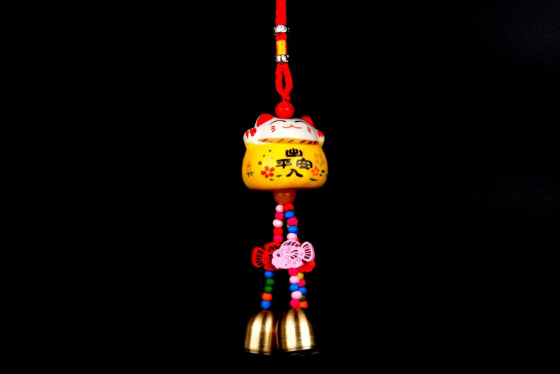 Колокольчик Lucky Cat автомобильный подвесной орнамент висячие украшения Внутренняя отделка автомобиля защитный талисман Автомобильные украшения безопасная ручка
