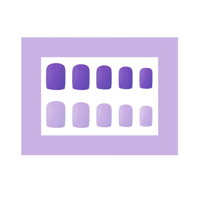 Nusx 24pcs Fake Nails Matte Purple Frosted Press On Nails Coloured Light Purple False Nail With 3
