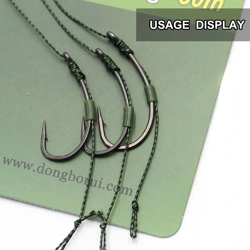 Camouflage Carp Fishing Line Soft Hook Link Carp Hooklink Uncoated Braid Line Leader for Hair Rig 25 15LB 50m