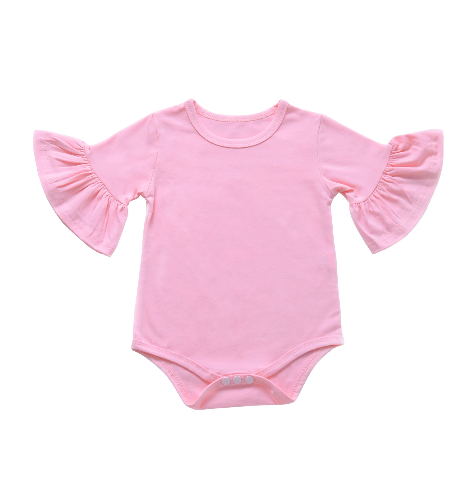 AP025 pink Боди с оборками и рукавами-крылышками; одежда для маленьких девочек; хлопковый пляжный костюм с длинными рукавами для малышей; новогодний цельный топ; 6-24 месяца - Цвет: AP025 pink
