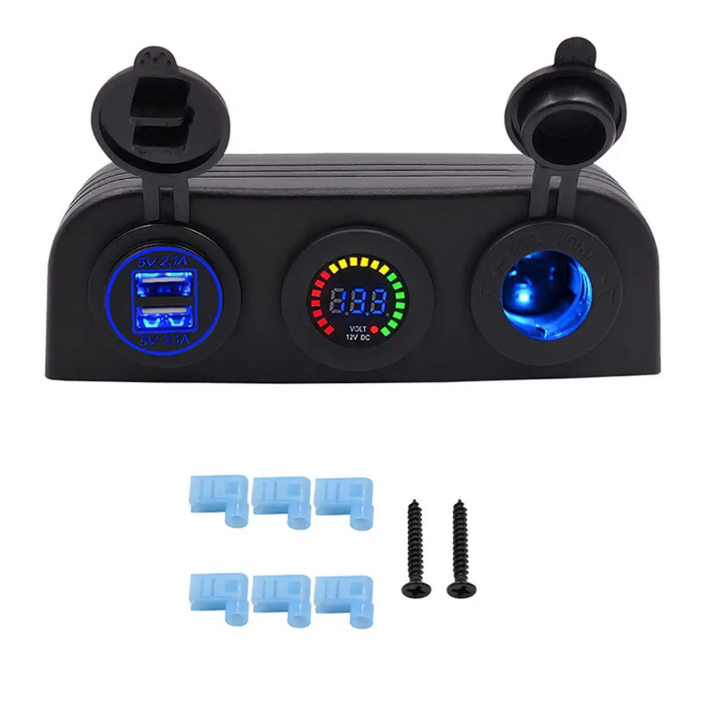 Автомобильный тент автомобильный телефон 4.2A двойной Usb зарядное устройство цветной вольтметр с экраном Электрический стул прикуриватель сиденье - Цвет: Blue