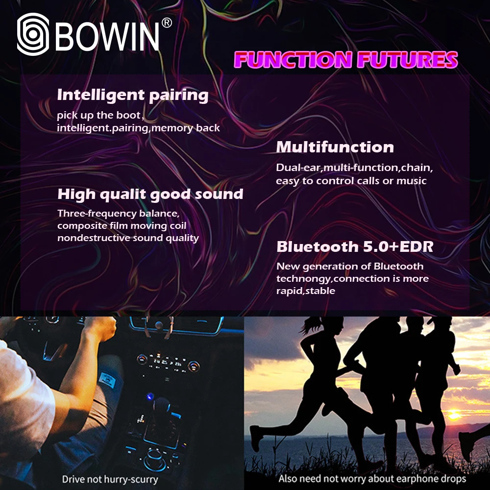 BOWIN Upgrade A7S TWS 5 0 Wireless Bluetooth Earphones 9D Stereo Earphones Waterproof Noise Cancelling Box For iPhone xiaomi