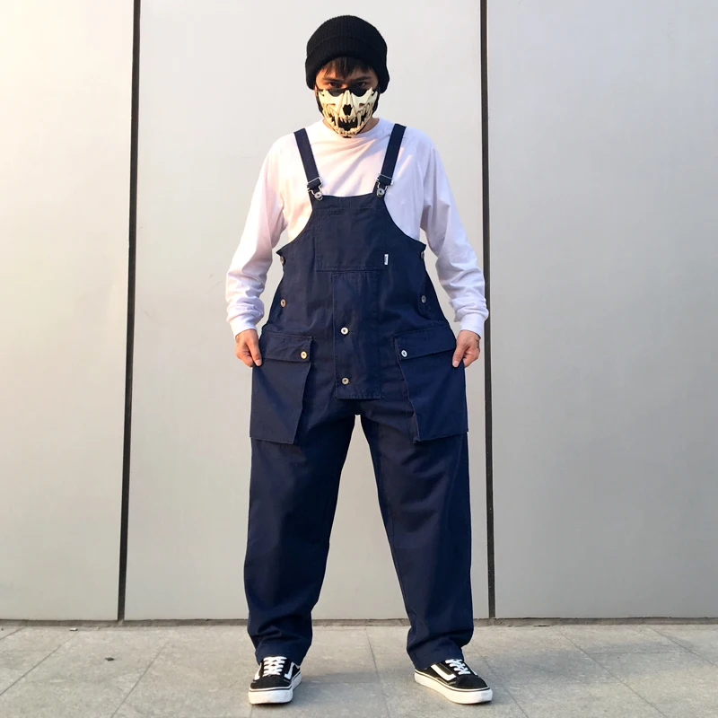 

Men Loose Suspenders Loose Overalls Pants Baggy Wide Leg Trousers Size M-2XL Pockets B27